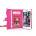 Rhinestone Magnetic Snap PU Leather Folio Case With Card Slots And Straps For iPhone 6 4.7 inch - Magenta