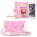 Rhinestone Magnetic Snap PU Leather Folio Case With Card Slots And Straps For iPhone 6 4.7 inch - Pink