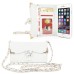 Rhinestone Magnetic Snap PU Leather Folio Case With Card Slots And Straps For iPhone 6 4.7 inch - White