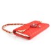 Rhinestone Magnetic Snap PU Leather Folio Case With Card Slots And Straps For iPhone 6 Plus - Red
