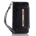 Rhinestone Magnetic Snap PU Leather Folio Case With Card Slots And Straps for Samsung Galaxy S7 G930-Black