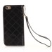 Rhinestone Magnetic Snap PU Leather Folio Case With Card Slots And Straps for iPhone 7 - Black
