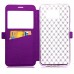 Rhombus Design Window View Flip Stand Leather Wallet Case for Samsung Galaxy S7 G930 - Purple