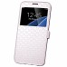 Rhombus Design Window View Flip Stand Leather Wallet Case for Samsung Galaxy S7 G930 - White