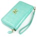 Rhombus Glittering Wallet Design Leather Case with Strap and Metal Chain for iPhone 6 iPhone 4 iPhone 5 Samsung Galaxy S3/4/5 - Mint Green