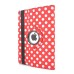 Round Dot Pattern 360 Degree Swivel Rotation Folio Leather Flip Stand Case Cover With Sleep Wake Function For iPad Air 2 (iPad 6)- Red