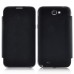 Samsung Galaxy Note 2 Book Style Litchi Flip PU Leather Cover ( Front & Back ) - Black