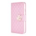 Sheepskin Camellia Rhinestone Magnetic Snap PU Leather Folio Stand Case With Card Slots For iPhone 6 Plus - Pink