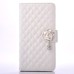 Sheepskin Camellia Rhinestone Pendant Magnetic Snap PU Leather Case With Card Slots for Samsung Galaxy Note 7 - White