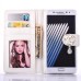 Sheepskin Camellia Rhinestone Pendant Magnetic Snap PU Leather Case With Card Slots for Samsung Galaxy Note 7 - White