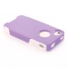 Shockproof Hybrid Plastic and TPU Protective Back Case For iPhone 4 iPhone 4s- White And Purple