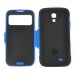 Slim Armor View Window Dormancy Function TPU and PC Case for Samsung Galaxy S4 - Blue