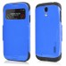Slim Armor View Window Dormancy Function TPU and PC Case for Samsung Galaxy S4 - Blue
