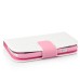 Snowflake Pattern Dual-Color Leather Wallet Flip Case For Samsung Galaxy S3 Mini I8190 - White / Pink