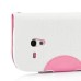 Snowflake Pattern Dual-Color Leather Wallet Flip Case For Samsung Galaxy S3 Mini I8190 - White / Pink