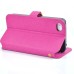 Superior Solid Color Magnetic Flip Snow Grain Leather Stand Case Cover With Card Slot For iPhone 4 iPhone 4S - Magenta