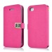 Superior Solid Color Magnetic Flip Snow Grain Leather Stand Case Cover With Card Slot For iPhone 4 iPhone 4S - Peach