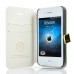 Superior Solid Color Magnetic Flip Snow Grain Leather Stand Case Cover With Card Slot For iPhone 4 iPhone 4S - White