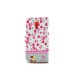 Sweet Floral Pattern Rhinestones Decorated Stand Leather Folio Case With Card Slots For Samsung Galaxy S4 - Magenta Flowers