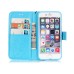 Trendy Elegant Floral Clasp Magnetic Stand Wallet Leather Case for iPhone 6 / 6s - Blue