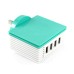 UK Plug 4 USB Ports 6.2 A Charger Adapter for iPhone iPad iPod Samsung - Blue/White
