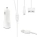 USB Car Charger For iPhone iPod iPad Samsung BlackBerry - White