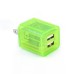 US Plug Dual Port USB Power Home Travel Charger Adapter with Flashing Light for iPhone iPad iPod Samsung - Fluorescent Green