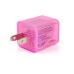 US Plug Dual Port USB Power Home Travel Charger Adapter with Flashing Light for iPhone iPad iPod Samsung - Pink