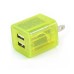 US Plug Dual Port USB Power Home Travel Charger Adapter with Flashing Light for iPhone iPad iPod Samsung - Yellow