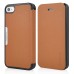 Ultra Thin Flip Built-in Card Slot Leather Case for iPhone 4 iPhone 4S - Gold
