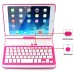 Wireless 180° Rotatable Bluetooth Keyboard Stand Leather Case For iPad Mini 1/2/3  - Pink