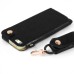 iPhone 5 iPhone 5s Leather Pouch Case Cover with  Lanyard and Headphone Cable Winder - Black