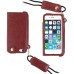 iPhone 5 iPhone 5s Leather Pouch Case Cover with Lanyard and Headphone Cable Winder - Brown
