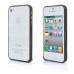 0.7mm Extra Slim with Side Botton Screw - Free Clip - On Metal Bumper Case for iPhone 4 iPhone 4S - Black