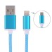 1 M 2 In 1 Sturdy Hemp Rope Sync Charging Cable for Micro USB and 8 pin Lighning - Blue