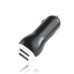 2.1A Dual USB Ports Car Charger for Smartphones - Black