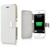 2400mAh Rechargeable External Power Pack with Front Leather Cover for iPhone 5 5s  - White