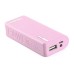 2800 mAh Wallet Pattern USB Charger Port with Led Light Indicator for Smartphone - Pink