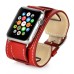 2 In 1 Luxury Genuine Leather Wrist Strap Watch Band Replacement For Apple Watch 38 mm - Red