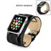 2 In 1 Luxury Genuine Leather Wrist Strap Watch Band Replacement For Apple Watch 42 mm - Black