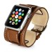 2 In 1 Luxury Genuine Leather Wrist Strap Watch Band Replacement For Apple Watch 42 mm - Brown