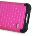 2 in 1 Rhombus Grain Rhinestone - Studded Shockproof PC and Silicone Hybrid Case Cover for Samsung Galaxy S5 G900 - Magenta