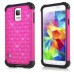 2 in 1 Rhombus Grain Rhinestone - Studded Shockproof PC and Silicone Hybrid Case Cover for Samsung Galaxy S5 G900 - Magenta