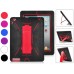 3-Piece Snap-On Hybrid Defender Rugged Heavy Duty PC Silicone Case Cover With Stand For iPad 2 / 3 / 4