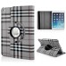 360 Degree Rotatable Scottish Plaid Pattern Leather Case For iPad Mini 1/2/3 - Grey