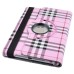 360 Degree Rotatable Scottish Plaid Pattern Leather Case For iPad Mini 1/2/3 - Pink