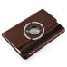 360 Degree Rotating Folio Lichi PU Leather Flip Swivel Stand Smart Wake / Sleep Case Cover With Elastic Belt For iPad Mini 4 - Brown