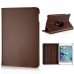 360 Degree Rotating Folio Lichi PU Leather Flip Swivel Stand Smart Wake / Sleep Case Cover With Elastic Belt For iPad Mini 4 - Brown