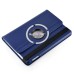 360 Degree Rotating Folio Lichi PU Leather Flip Swivel Stand Smart Wake / Sleep Case Cover With Elastic Belt For iPad Mini 4 - Dark Blue