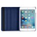 360 Degree Rotating Folio Lichi PU Leather Flip Swivel Stand Smart Wake / Sleep Case Cover With Elastic Belt For iPad Mini 4 - Dark Blue